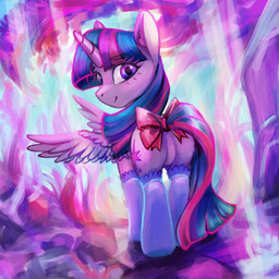 butt clothing eyelashes female feral horn legwear light looking_at_viewer looking_back ribbons smile smiling_at_viewer solo stockings sunlight wings roadsleadme friendship_is_magic hasbro my_little_pony mythology twilight_sparkle_(mlp) equid equine mammal mythological_creature mythological_equine winged_unicorn 1:1 absurd_res hi_res