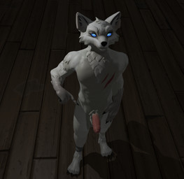 abs anthro balls bandage biceps blue_eyes body_hair chest_hair erection floor fur genitals high-angle_view humanoid_genitalia humanoid_penis looking_at_viewer male male_anthro muscular muscular_anthro muscular_male nude penile penis pose solo white_body white_fur wood wood_floor maulkott2 epic_games fortnite volpez_(fortnite) arctic_fox canid canine fox mammal true_fox 3d_(artwork) digital_media_(artwork) hi_res