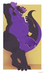 anthro balls belly big_balls big_penis black_body black_scales bodily_fluids claws countershade_face countershade_torso countershading digitigrade dripping eggnog finger_claws foreskin genital_fluids genitals half-erect horn male navel nude partially_retracted_foreskin penis precum precum_drip purple_body purple_countershading purple_horn purple_scales raised_arm scales slightly_chubby solo toe_claws chibsarts mythology gideon_(gylph) dragon mythological_creature mythological_scalie scalie hi_res