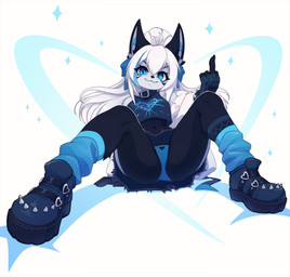 anthro blue_eyes clothing female hair panties smile solo underwear white_hair mediocre_peach hi_res