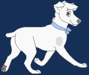 ambiguous_gender blue_kerchief blue_neckerchief brown_eyes brown_nose brown_pawpads button_ears digitigrade feral floppy_ears fur head_tuft kerchief neckerchief neckwear pawpads paws short_tail simple_background snout solo tail transparent_background tuft walking white_body white_fur sebdoggo canid canine canis domestic_dog mammal 2017 aliasing alpha_channel digital_drawing_(artwork) digital_media_(artwork) flat_colors full-length_portrait low_res microsoft_paint_(artwork) portrait