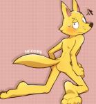 blush bodily_fluids butt male nude solo sweat kemo_nuko kaiketsu_zorori zorori canid canine fox mammal