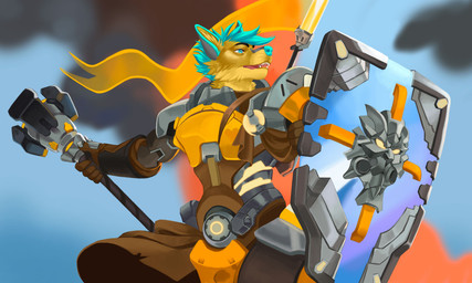 anthro armor clothing female mace melee_weapon shield solo sword weapon mordorinka blizzard_entertainment overwatch brigitte_(overwatch) mammal 5:3