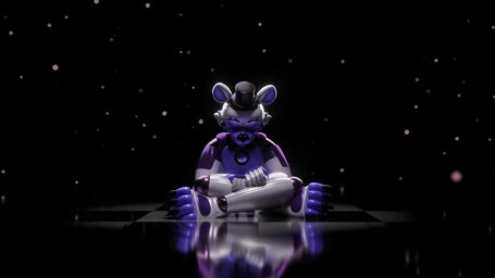anthro blue_eyes bow_tie checkered checkered_floor clothing crossed_legs first_person_view glowing glowing_eyes hat headgear headwear machine male music music_video pawpads sad singing sitting solo song top_hat white_body afterglownsfw sound_warning jizzyfox_(modeler) five_nights_at_freddy's scottgames sister_location funtime_freddy_(fnafsl) animatronic bear mammal robot robot_anthro 16:9 3d_(artwork) 3d_animation animated digital_media_(artwork) short_playtime sound webm widescreen