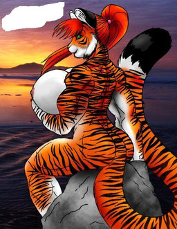accessory anthro areola beach belly biceps big_breasts biped black_body black_fur black_stripes breasts butt casual_nudity cloud detailed_background eyebrows eyelashes female fur green_eyes hair hair_accessory hairband huge_breasts light long_tail looking_at_viewer looking_back markings multicolored_body multicolored_fur muscular muscular_anthro muscular_female nipples nude nude_beach orange_body orange_fur orange_hair outside photo_background pink_areola pink_nipples ponytail rear_view sand seaside side_boob sitting sky smile solo striped_body striped_fur striped_markings striped_tail stripes sunlight sunset tail tail_markings thick_thighs water white_belly white_body white_fur unknown_artist felid mammal pantherine tiger photography_(artwork)
