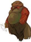 anthro belly big_belly bottomwear brown_body brown_fur clothing fur kemono male mature_male overweight overweight_male pants shirt solo topwear gomikuz539s tails_noir anatoly_(tails_noir) beaver mammal rodent 2023 hi_res