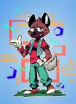 80's_theme adolescent anthro clothing male solo young juneduck21 aggretsuko sanrio haida_(aggretsuko) hyena mammal spotted_hyena hi_res