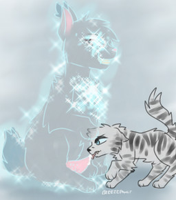 duo feral male male/male toony young breezepawlt fan_character domestic_cat felid feline felis ghost mammal spirit starclan_cat