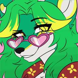aloha_shirt anthro clothed clothing eyewear female glasses hair horn pattern_clothing pattern_shirt pattern_topwear shirt smile solo topwear sharly deer mammal 1:1 animated hi_res icon