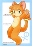 accessory anthro border bracelet female female_symbol fur furgonomics gender_symbol genitals gold_(metal) green_eyes jewelry nipples orange_body orange_fur paws pussy ring simple_background solo symbol tail tail_accessory tail_jewelry tail_ring text young young_anthro young_female momiji_yu-ga cola_(momiji_yu-ga) domestic_cat felid feline felis mammal 2002 comic english_text hi_res