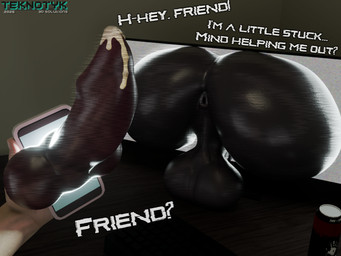 ambiguous_gender animal_genitalia animal_penis anthro balls big_balls big_butt black_balls black_body bodily_fluids butt canine_genitalia canine_penis coming_out_of_monitor coming_out_of_phone computer cum cum_on_penis dialogue duo electronics faceless_character genital_fluids genitals glistening glistening_butt glistening_genitalia glistening_knot glistening_penis gynomorph inside intersex knot penis phone static stuck stuck_knot thinking_with_portals teknotyk da.nilkaz_(modeler) scp_foundation scp-1471-a scp-1471-a_(da.nilkaz) canid canine human malo mammal 3d_(artwork) 4:3 blender_(artwork) digital_media_(artwork) hi_res watermark