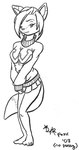 anthro bottomwear breasts clothed clothing female hair skirt smile solo sweater tail tail_under_skirt topwear kenfoxx alexandra_williams canid canine fox mammal 2003 monochrome sketch