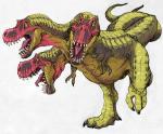 2_tails 3_heads claws multi_head multi_tail multifur open_mouth simple_background solo tail teeth tongue tongue_out gweek european_mythology greek_mythology mythology dinosaur hydra prehistoric_species reptile scalie theropod tyrannosaurid tyrannosauroid tyrannosaurus tyrannosaurus_rex