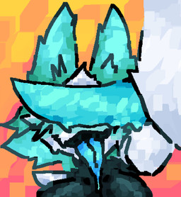 anthro black_body blue_blush blue_body blue_fur blue_hair blue_penis blue_tongue blush bodily_fluids breasts cock_in_face duo female feral fur genitals hair male male/female messy_hair penis pink_background shoulder_pads simple_background sweat tongue tongue_out white_body yellow_background scaliescum can't_see_the_haters deltarune undertale_(series) tasque_manager darkner felid feline mammal tasque aliasing bust_portrait digital_media_(artwork) hi_res meme portrait