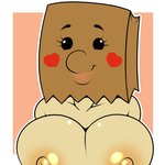 anthro areola big_breasts black_eyes blush breasts female heart_symbol looking_at_viewer mask nipples paper_bag paper_bag_mask smile solo kloudmutt hasbro my_little_pony fan_character paper_bag_(oc) equid equine horse mammal pony 1:1 hi_res