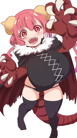 big_breasts breasts claws clothed clothing curled_horn female hair horn huge_breasts legwear pink_hair segmented_tail sharp_teeth solo tail teeth thick_thighs thigh_highs thong topwear underwear wide_hips imaani miss_kobayashi's_dragon_maid mythology ilulu animal_humanoid dragon dragon_humanoid horned_humanoid humanoid mythological_creature mythological_scalie scalie 9:16 hi_res