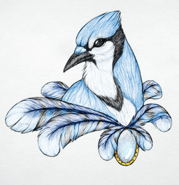 art_nouveau beak black_beak black_body black_feathers blue_body blue_feathers feathers feral multicolored_body multicolored_feathers simple_background solo white_background white_body white_feathers blacknemera avian bird blue_jay corvid jay_(bird) new_world_jay oscine passerine 2015 absurd_res dated hi_res signature traditional_media_(artwork)
