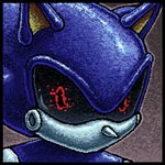 black_sclera blue_body glitch grey_background machine male metal_muzzle metal_nose metallic_body red_eyes simple_background solo skeletalheart sega sonic_the_hedgehog_(series) metal_sonic robot robot_anthro headshot_portrait hi_res portrait