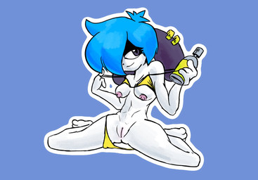 anthro bikini breasts clothing female genitals paint solo spray_paint swimwear two-piece_swimsuit vulva innerkero keroberry1 rylee_(usagibun1) lagomorph leporid mammal rabbit