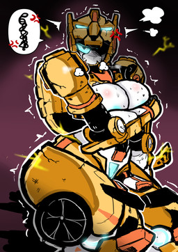 blue_eyes bodily_fluids breasts cleavage clothed clothing covered_nipples cracks cracks_in_body damaged damaged_armor electricity female glowing glowing_eyes hands_covering_breasts machine mecha mouthless one_eye_closed pose solo sweat sweaty_breasts tail thick_thighs tire visor visor_eyes wardrobe_malfunction white_body mrglasses2255 metal_cardbot tachy_(metal_cardbot) cheetah felid feline humanoid mammal robot robot_humanoid 2026 absurd_res digital_drawing_(artwork) digital_media_(artwork) hi_res pinup