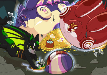 air_inflation air_puff balloon bellows black_body blush cave close_to_bursting coin dizzy_eyes eyewear facial_piercing fur glasses hyper hyper_inflation immobile implied_popping inflatable inflation nose_piercing nose_ring piercing purple_body purple_fur red_body red_eyewear red_fur red_glasses ring_piercing sparkles stalactite stalagmite voodoo voodoo_inflation yellow_blush yellow_body yellow_fur ryucas mythology rowan_(rosewhoknowz) dragon mythological_creature mythological_scalie scalie 2025 absurd_res hi_res