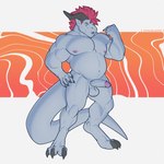 anthro balls belly erection flexing genitals horn humanoid_genitalia humanoid_penis male mohawk muscular nipples overweight penis solo v-i-e mythology rangstrom dragon mythological_creature mythological_scalie scalie 1:1 hi_res