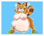 anthro areola big_breasts border breasts female fetal_movement hyper hyper_pregnancy nipples nude pink_areola pink_nipples pregnant pregnant_anthro pregnant_female solo white_border oozedbeast sega sonic_the_hedgehog_(series) marine_the_raccoon mammal procyonid raccoon absurd_res hi_res