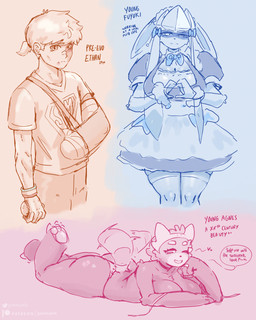 aged_down alternate_species anthro big_breasts big_butt bikini breasts bruised bruised_face butt cast cleavage clothed clothing dialogue digit_ring eyebrows female flirting flirting_with_viewer front_view gesture grin group hair heart_gesture huge_breasts jewelry looking_at_viewer maid_uniform male medical_sling one_eye_closed ponytail ring shadowed_eyes simple_background smile swimwear tail tail_motion tailwag text thick_thighs trio two-piece_swimsuit uniform untied_bikini wedding_ring wink winking_at_viewer wounded gammainks nintendo pokemon agnes_(gammainks) ethan_(gammainks) fuyuki_(gammainks) eeveelution generation_4_pokemon generation_7_pokemon glaceon human mammal pokemon_(species) stufful 2026 absurd_res artist_name english_text hi_res sketch