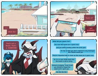 anthro beach black_body blue_hair cellphone clothed clothing detailed_background dialogue duo electronics female front_view hair holding_cellphone holding_object holding_phone looking_at_viewer male outside phone pupils scales smartphone speech_bubble suit text white_body white_hair rainbowscreen mythology ethan_(rainbowscreen) marinette dragon mythological_creature mythological_scalie scalie 2025 comic english_text hi_res