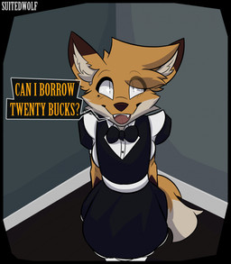 anthro asking_for_money asking_viewer black_blush black_bow_tie black_clothing black_topwear blush blush_lines bow_tie brown_arms brown_body brown_fur brown_nose button_(fastener) cheek_tuft clothed clothing crossdressing crossdressing_male curious dipstick_tail eye_through_hair eyebrow_through_hair eyebrows eyelashes facial_tuft fangs femboy floor footwear fur gloves_(marking) hair hands_behind_back happy head_tuft inner_ear_fluff inside legwear looking_at_viewer maid_uniform male markings mole_(marking) open_mouth pupils question question_mark requesting slit_pupils socks solo sparkles sparkling_eyes tail tail_markings teeth text thigh_highs thigh_socks tongue topwear translucent translucent_hair tuft uniform wall_(structure) white_body white_clothing white_eyes white_footwear white_fur white_inner_ear_fluff white_legwear white_sclera white_socks white_tail white_thigh_highs white_thigh_socks white_topwear yellow_body yellow_fur yellow_tail suitedwolfie balthy_(suitedwolfie) canid canine fox mammal red_fox true_fox 2026 artist_name digital_drawing_(artwork) digital_media_(artwork) english_text hi_res portrait watermark