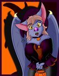 anthro bat_wings big_breasts blue_body breasts clothing female holidays lingerie looking_at_viewer membrane_(anatomy) membranous_wings simple_background smile smiling_at_viewer solo thick_thighs trick-or-treating wings yellow_eyes justahoot halloween bat humanoid mammal vampire hi_res