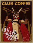 anthro autograph cape character_signature clothing fire genitals halloween harness hi_res holidays lagomorph leporid lewd_latte male mammal nipples penis rabbit self_portrait sharp_teeth solo spider_web teeth