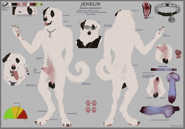 4_toes 5_fingers abs anatomically_correct anatomically_correct_balls anatomically_correct_genitalia anatomically_correct_penis animal_genitalia animal_penis anthro anus athletic athletic_anthro athletic_male backsack balls biped black_balls black_claws black_markings black_nose canine_genitalia canine_penis choke_collar claws clothed clothing collar collar_tag curled_tail dewclaw digit_ring digitigrade erection eye_patch_(marking) eyewear facial_markings fangs feet finger_claws finger_ring fingerpads fingers fur genitals glasses green_eyes grey_background head_markings hindpaw jewelry knot knot_in_sheath knot_root knotted_penis label lipsticking male male_anthro markings nipples nude nude_anthro nude_male one_eye_closed open_mouth patch_(marking) pawpads paws penis penis_tip pink_pawpads pink_sheath purple_penis ring ring_(jewelry) saggy_balls scar sheath simple_background solo spots spotted_body spotted_fur standing tail teeth text toe_claws toes tongue tongue_out topwear uneven_balls vein veiny_knot veiny_penis wearing_glasses whiskers white_body white_fur jenklinbullterrier_(artist) jenklin_(character) bull_terrier canid canine canis domestic_dog hunting_dog kangal livestock_guardian_dog mammal mixed_breed molosser mountain_dog pastoral_dog terrier broken_language english_text hi_res model_sheet