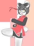 anthro asian_clothing chinese_clothing clothing east_asian_clothing eyewear female footwear glasses kung_fu lan_lan pink_paws simple_background socks white_clothing white_footwear white_socks joupulee054 bear giant_panda mammal 3:4 absurd_res hi_res