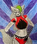 alternative_fashion anthro arm_warmers armwear big_breasts bracelet breasts clothing collar epaulet eyeshadow female fingers fur glamrock grey_body grey_fur grey_hair hair highlights_(coloring) jewelry machine makeup simple_background small_waist solo spiked_bracelet spiked_collar spikes two_piece_suit wide_hips yellow_eyes dylanaildon_no_2 five_nights_at_freddy's five_nights_at_freddy's:_security_breach scottgames steel_wool_studios roxanne_wolf animatronic canid canine canis mammal robot robot_anthro wolf 2025 absurd_res hi_res shaded traditional_media_(artwork)