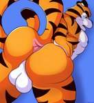 anal_stretching anthro balls big_balls blue_nipples butt countershading genitals male mascot muscular muscular_anthro muscular_male nipples solo spread_butt spreading stripes mazilion frosted_flakes kellogg's tony_the_tiger felid mammal pantherine tiger hi_res