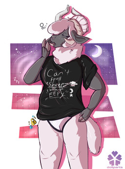 abstract_background anthro bodily_fluids chastity_belt chastity_device female genital_fluids hand_on_hip leaking_precum lock_symbol logo nude open_mouth outline partially_clothed_anthro partially_clothed_female precum simple_background solo wearing_chastity_belt wearing_chastity_device white_background yawn yawning_position dollparts fall_(dollparts) angel bovid caprine domestic_sheep mammal sheep valais_blacknose artist_logo cel_shading hi_res shaded