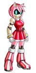 anthro blue_eyes breasts female glowing glowing_eyes looking_at_viewer machine simple_background solo standing thick_thighs white_background zeiram0034 sega sonic_the_hedgehog_(series) amy_rose eulipotyphlan hedgehog mammal robot hi_res