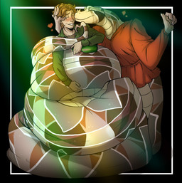 anthro apode big_tail blush coiling duo female hair heart_symbol human_on_anthro interspecies kissing kissing_cheek legless male male/female romantic romantic_couple serpentine smile snake_hood split_form tail zeta-la-angie draconcopode human mammal naga reptile scalie snake hi_res