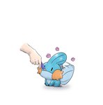 5_fingers ambiguous_gender blue_body chibi daww disembodied_hand eating feeding fin fingers flower holding_object motion_lines plant simple_background sitting solid_oval_eyes solo tail tail_motion tailwag toony white_background 3920kashiwa kashiwa nintendo pokemon generation_3_pokemon mudkip pokemon_(species) 2019 digital_drawing_(artwork) digital_media_(artwork) hi_res
