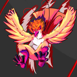 anthro beak bird_legs black_background brown_hair claws facial_scar fur hair male male/male orange_body orange_fur orange_tail scar scratch scratch_mark simple_background solo tail teeth toothed_beak felimino roy_(felimino) avian bird columbid pigeon 1:1 absurd_res hi_res