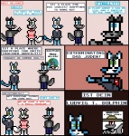 ageplay anthro clothing comic dialogue diaper digital_media_(artwork) english_text female group hate infantilism kyle_bridgett male pixel_(artwork) roleplay tail text ultimate_babyfur_webcomic unknown_artist what