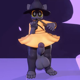 4_toes 5_fingers :3 anthro balls balls_expansion barefoot big_balls big_butt big_penis black_balls black_body black_butt black_clothing black_ears black_eyebrows black_eyes black_fur black_hat black_headgear black_headwear black_pawpads black_penis black_tail butt clothing dress expansion eyebrows feet fingers flaccid fur genital_expansion genitals glans grey_glans hat headgear headwear holding_object holding_wand huge_balls huge_penis humanoid_genitalia humanoid_penis looking_at_viewer magic magic_user magic_wand male male_anthro navel noseless nude_to_clothed open_mouth open_smile orange_clothing orange_dress pawpads penis penis_expansion pupils smile solo standing tail thick_thighs toes wand white_pupils wide_hipped_anthro wide_hipped_male wide_hips witch_hat yellow_sclera fanfurry javi_(k1ko) domestic_cat felid feline felis mammal 1:1 2024 3d_(artwork) 3d_animation animated digital_media_(artwork) short_playtime sound video