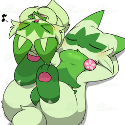 3_toes :3 ambiguous_anthro ambiguous_feral ambiguous_gender anthro black_nose blush blush_lines cheek_tuft claws curled_up cute_fangs dipstick_ears duo ear_markings eyes_closed facial_markings facial_tuft fangs feet feral foot_juggling front_view fur green_body green_ear_tips green_ears green_fur green_markings green_tail hands_behind_head head_markings leg_markings leg_tuft lying markings mask_(marking) multicolored_body multicolored_ears multicolored_fur musical_note musical_symbol on_back open_mouth open_smile pawpads pink_pawpads pink_tongue rolling simple_background slight_blush smile socks_(marking) soles symbol tail teeth text thick_thighs toes tongue tuft two_tone_body two_tone_fur white_background wide_hips tontaro nintendo pokemon felid feline floragato generation_9_pokemon mammal pokemon_(species) sprigatito 1:1 2026 2d_animation animated artist_name digital_media_(artwork) frame_by_frame loop seamless_loop watermark