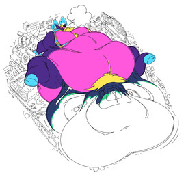 anthro antlers belly belly_overhang big_belly black_body black_feathers black_nose blonde_mane blue_antlers bodily_fluids breath building butt christmas_tree city city_background city_crushing clenched_teeth crotch_tuft cum cum_inflation cum_inside double_chin duo feathers female fingers from_behind_position fur genital_fluids green_body green_feathers holidays hooved_fingers hooves horn huge_belly hyper hyper_belly inflation landscape_dwarfing love_handles macro male male/female mane moobs morbidly_obese obese overweight parking_lot plant purple_body purple_fur railway_track road sex snout stadium sunken_head sunken_limbs teeth tree tuft vore white_body white_feathers wide_hips boot_(artist) christmas boot_(character) carrie_(qweave) avian bird deer mammal new_world_deer penguin reindeer 2024 hi_res