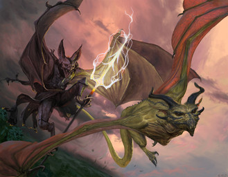 anthro claws cloud duo dutch_angle electricity electricity_manipulation elemental_manipulation feral flying green_body green_scales holding_melee_weapon holding_object holding_polearm holding_trident holding_weapon horn magic magic_user male melee_weapon membrane_(anatomy) membranous_wings open_mouth outside polearm scales tail trident weapon wings bartlomiej_gawel mythology poxnora sony_corporation bat dragon mammal mythological_creature mythological_scalie scalie 2015 digital_media_(artwork) official_art