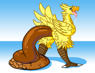 ambiguous_gender bodily_fluids claws drooling excessive_feces feces feral hyper hyper_feces saliva saliva_on_tongue scatplay solo toe_claws secretflumbus final_fantasy square_enix avian bird chocobo hi_res