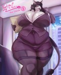 anthro belly big_breasts bottomwear breasts clothed clothing colored_nails curvy_figure eyelashes eyewear female file_folder front_view garter_straps glasses hair huge_breasts legwear lips lipstick makeup markings mature_female mole_(marking) nails office overweight overweight_anthro overweight_female purple_body purple_hair purple_lips skirt solo standing suit thick_thighs thigh_highs topwear voluptuous white_body wide_hips sasanoha6011 ammy_(nullusvita) asinus donkey equid equine mammal absurd_res digital_media_(artwork) hi_res portrait three-quarter_portrait