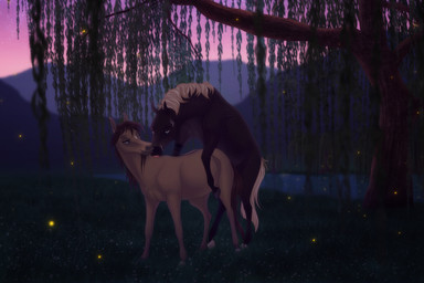 all_fours blue_eyes brown_body brown_fur detailed_background doggystyle duo eyebrows female female_penetrated feral feral_on_feral from_behind_position fur grass hair hooves licking male male/female male_penetrating male_penetrating_female mounting penetration plant sex sky sunset tan_body tan_fur tattoo tongue tongue_out white_hair appyninja lilafly brook_(lilafly) sinan ambient_arthropod ambient_firefly ambient_insect arthropod beetle elateroid equid equine firefly horse insect mammal absurd_res hi_res shaded soft_shading