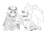 anthro braided_hair chili_dog clothed clothing duo eating female food gloves hair handwear holding_food holding_object hot_dog humanoid_pointy_ears male pointy_ears kohane01 sega sonic_and_the_black_knight sonic_storybook_series sonic_the_hedgehog_(series) merlina_the_wizard sonic_the_hedgehog eulipotyphlan hedgehog humanoid mammal 2020 black_and_white monochrome